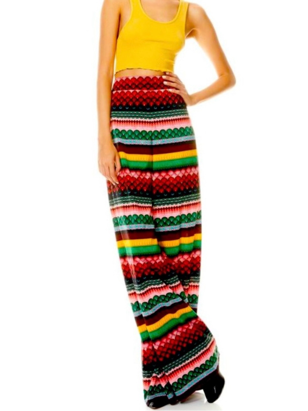 Alice + Olivia Athena High-Waisted Geo Multicolor Wide Leg Pants Size 4